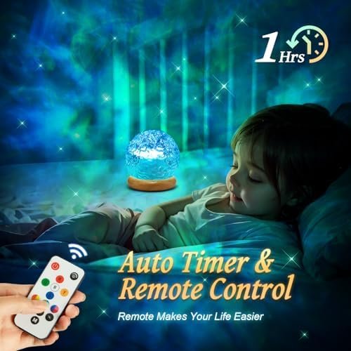 Glass and wood ambient lamp with 16 colors for cozy room lighting