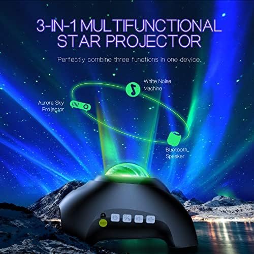 Aurora galaxy projector casting stars and nebula on a bedroom ceiling