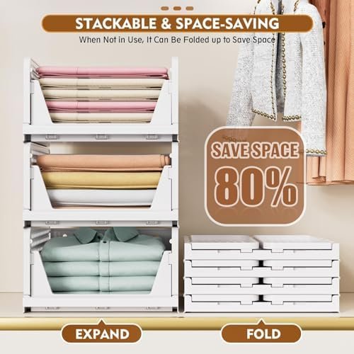 Space-saving foldable baskets for closet and drawer organization