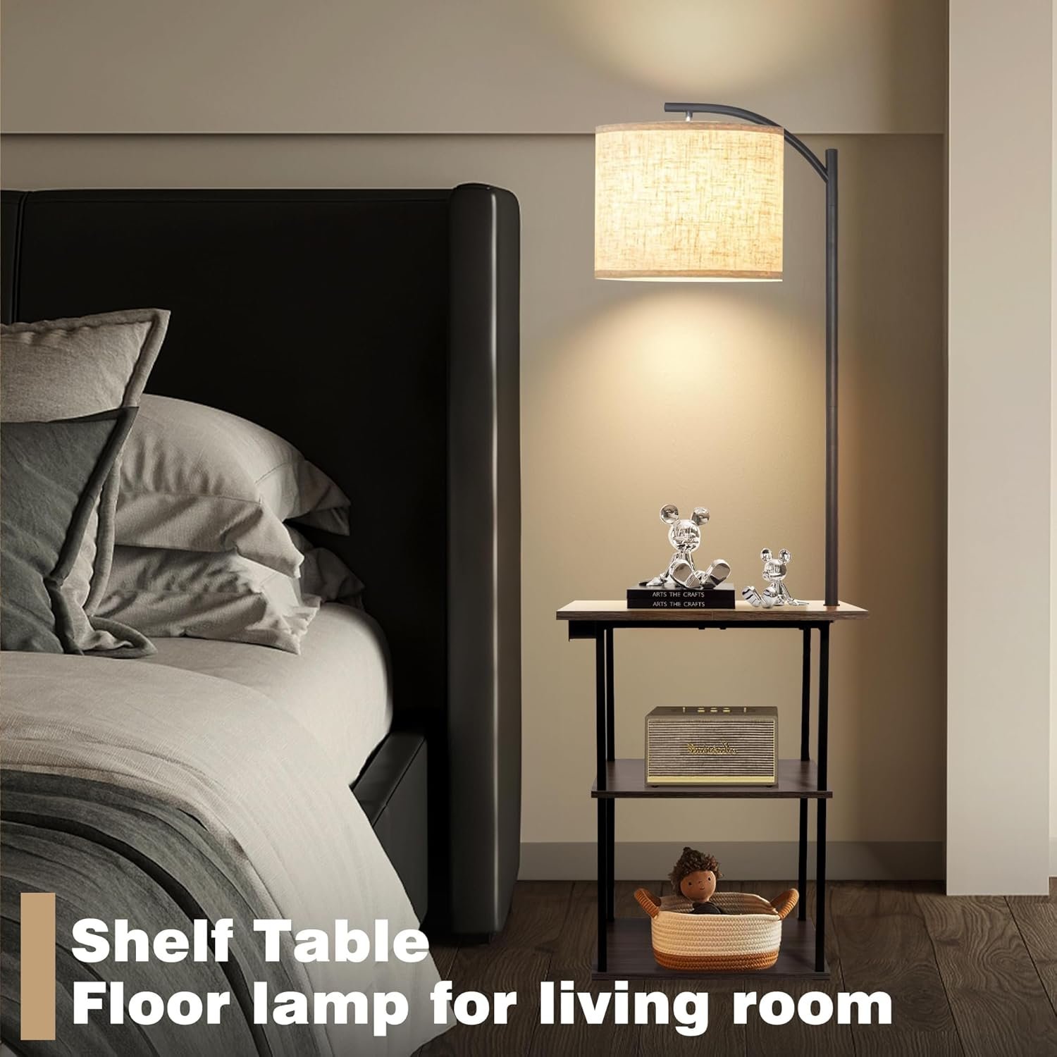 Floor lamp with USB and AC charging station on the base