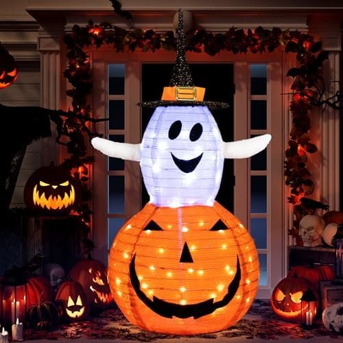 Light-Up Pumpkin & Ghost, 3FT (Pre-lit)