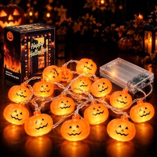 Halloween Pumpkin String Lights, 10FT (20 LEDs)