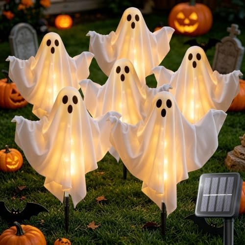 Solar Ghost Stake Lights, 6-Pack (Warm White)