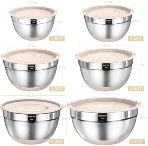 Stainless steel mixing bowls with airtight lids set