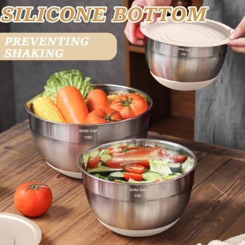 Mixing bowls with lids for baking and meal prep