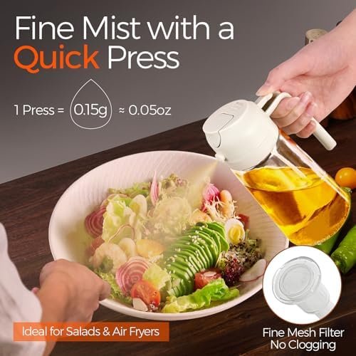 2-in-1 oil dispenser bottle with spray and pour modes