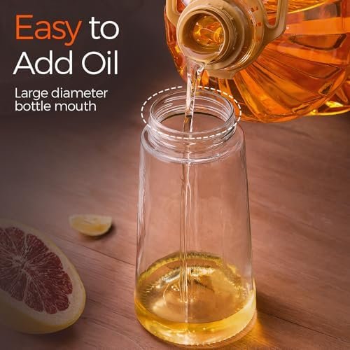 Kitchen oil dispenser bottle with labels for portion control