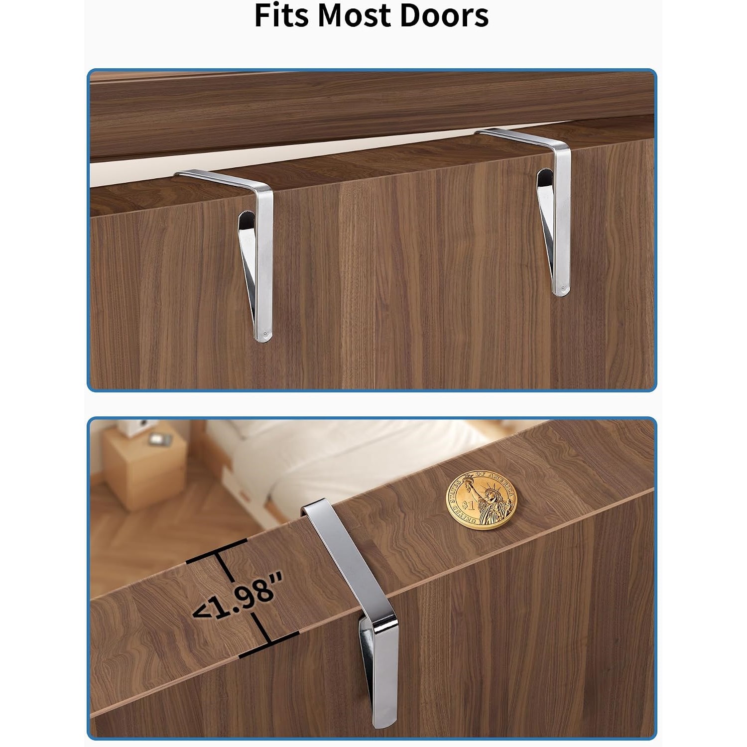 Over-the-door organizer with dimensions and capacity details