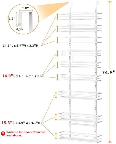 9 tier over the door pantry organizer with metal shelves