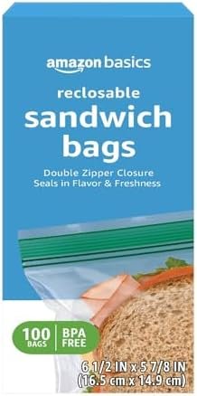 Reclosable Sandwich Storage Bags with Double Zipper - 100 Count BPA-Free styled in a cozy home