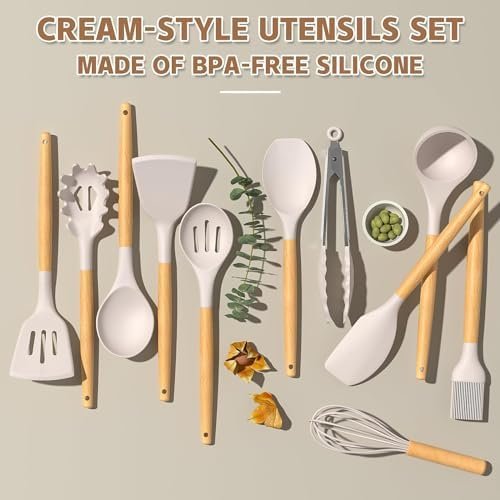 Heat resistant silicone spatulas and spoons for cooking