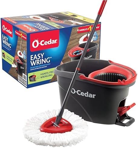 O-Cedar EasyWring Microfiber Spin Mop and Bucket Floor Cleaning System styled in a cozy home