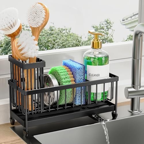Rustproof Stainless Steel Sponge Holder for Kitchen Sink styled in a cozy home