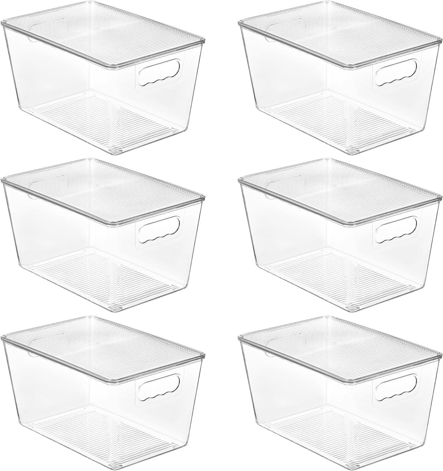 Clear Stackable Storage Bins with Lids - 6-Pack BPA-Free Pantry Organizer