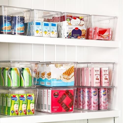 Storage bins with handles for fridge and kitchen organization
