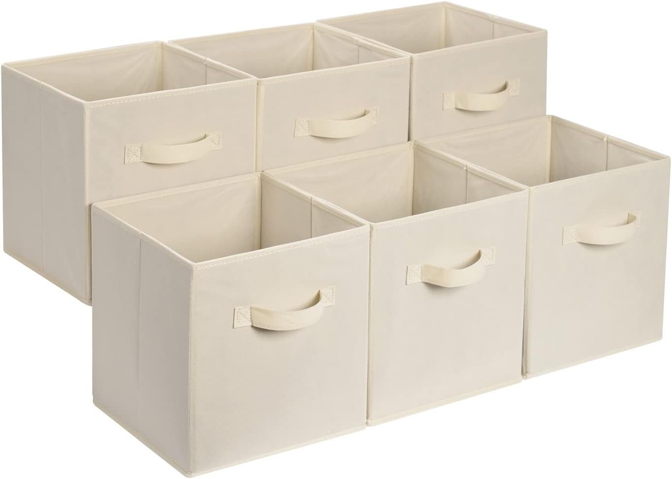 Amazon Basics Collapsible Fabric Storage Cube Bins - 6-Pack with Handles