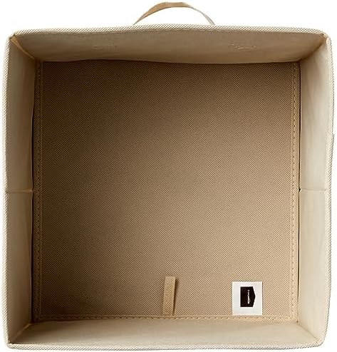 Beige storage cubes with handles for closet organization