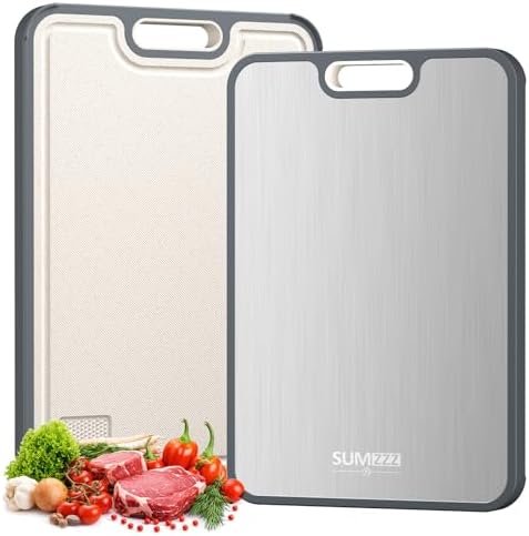 Titanium Cutting Board for Kitchen - Food-Grade Dual-Surface Prep Board styled in a cozy home