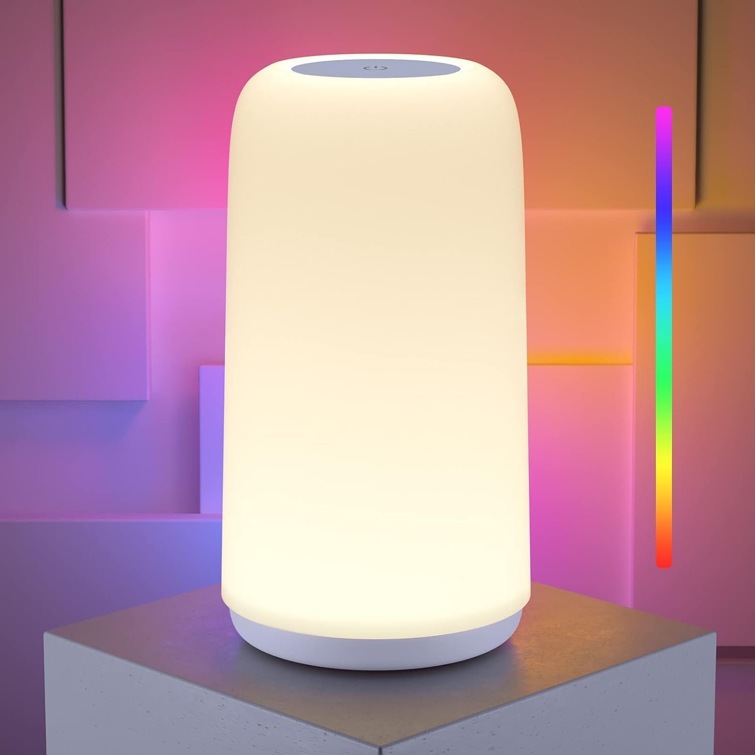 Touch Bedside Table Lamp - RGB Dimmable Nightstand Light with Warm White Mode