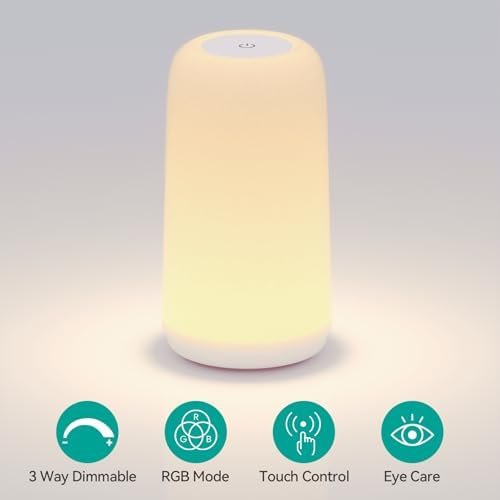 Touch control RGB bedside lamp on a nightstand